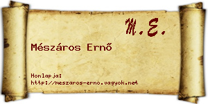 Mészáros Ernő névjegykártya